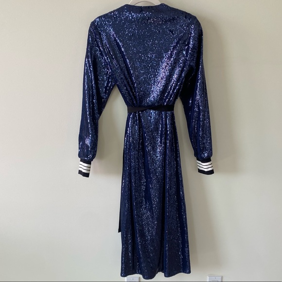 Robert Rodriguez Blue Sequin Wrap Dress Size S - Picture 6 of 8